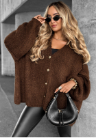 Krótki kardigan oversize Hot Chestnuts čokoládový