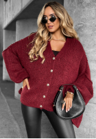 Krátký kardigan oversize Hot Chestnuts vínový