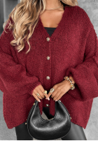 Krótki kardigan oversize Hot Chestnuts vínový