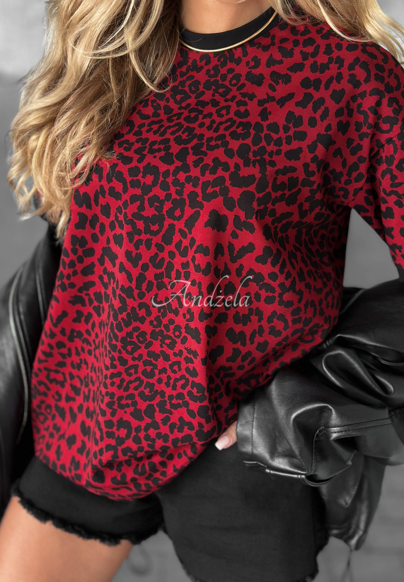 Tričko s leopardím vzorem Long Story vínový
