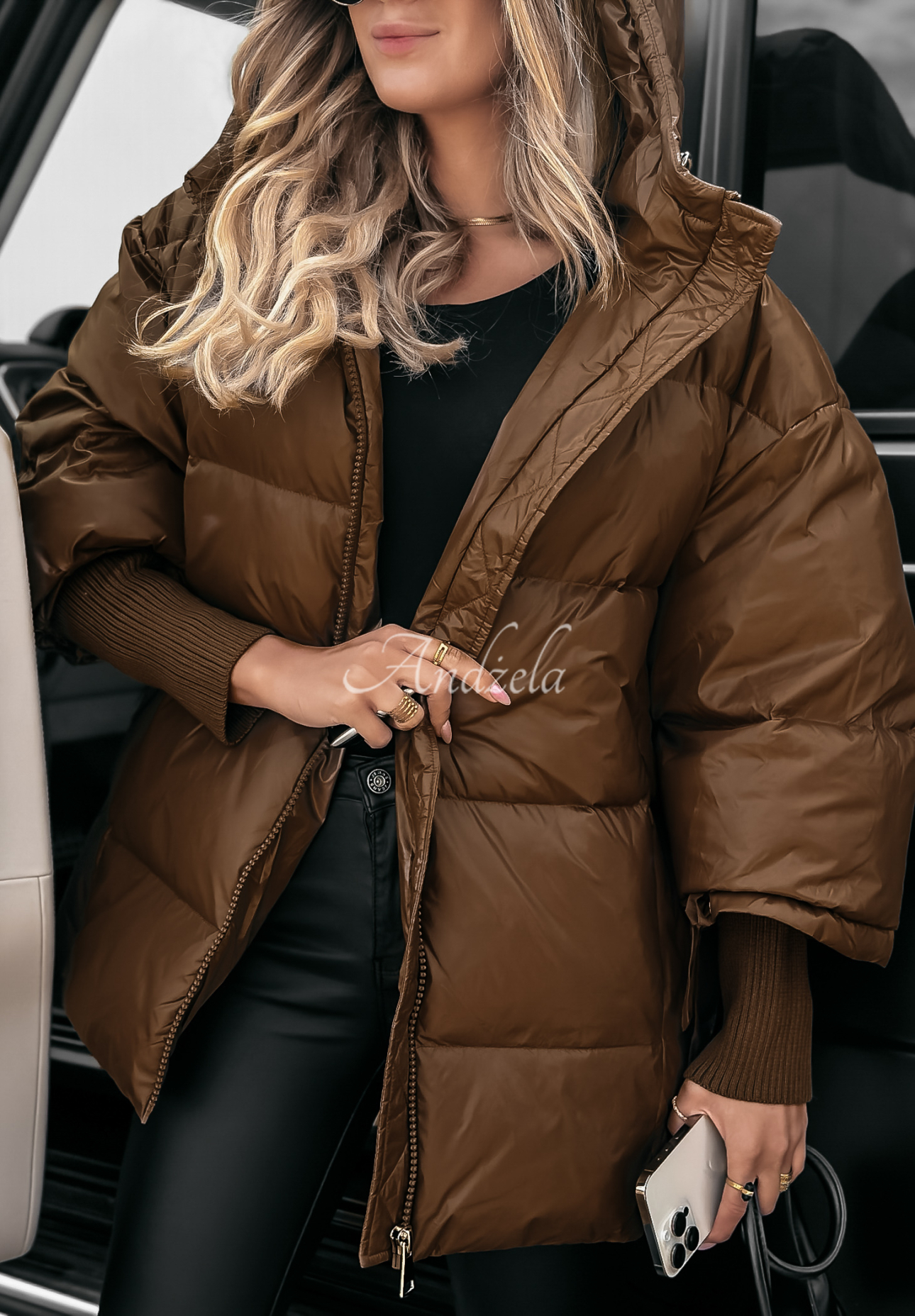 Prošívaná bunda oversize September čokoládová  II