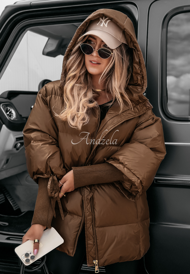 Pro&scaron;&iacute;van&aacute; bunda oversize September čokol&aacute;dov&aacute;  II