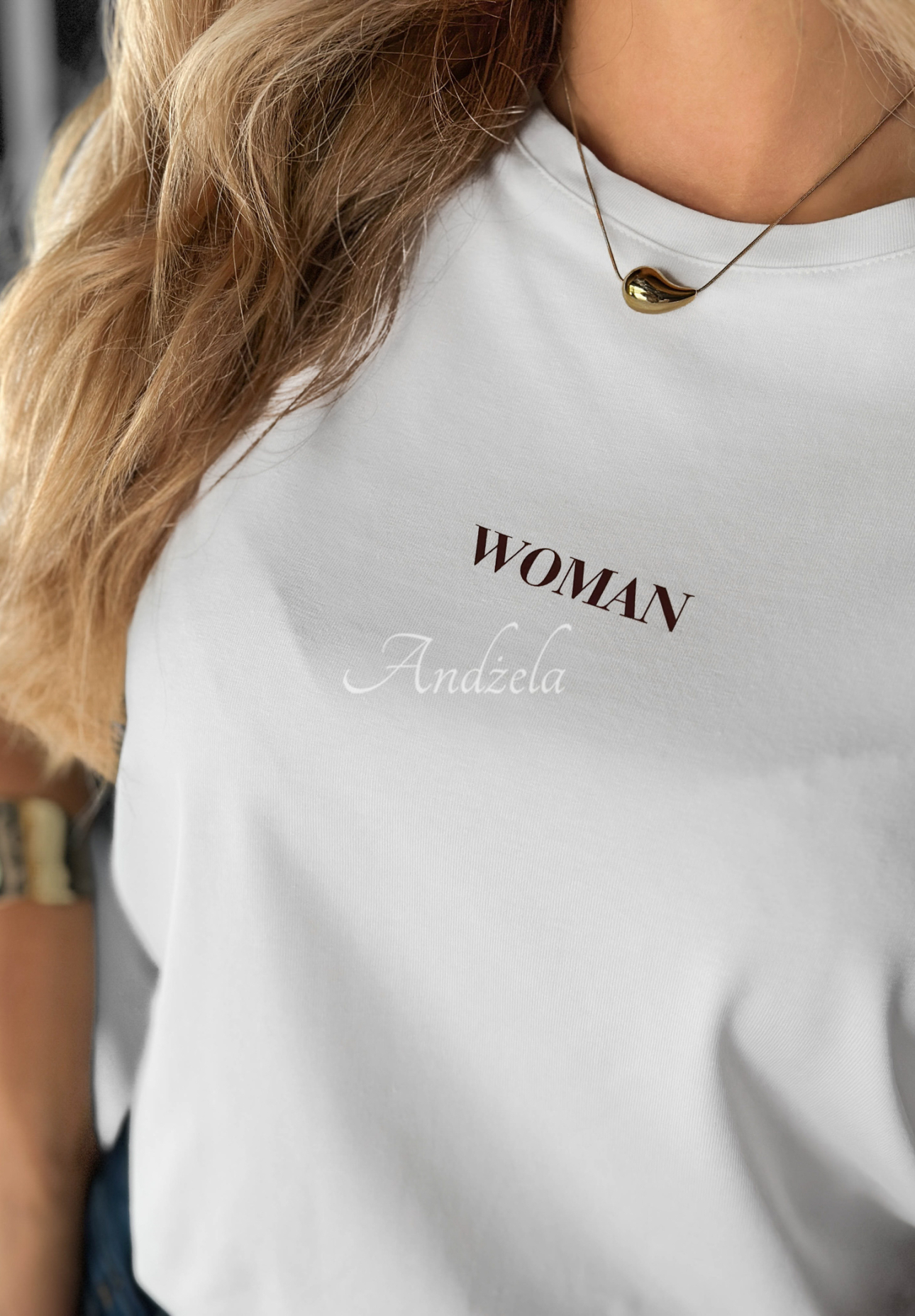Tričko s potiskem Woman Bílá