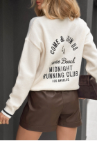 Svetr z napisami Midnight Running Club ecru