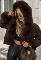 Krátká Bunda z futerkiem Timber Pines čokoládová