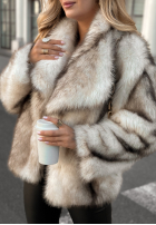 Krótkie futerko z kołnierzem Pumpkin Latte světle béžové