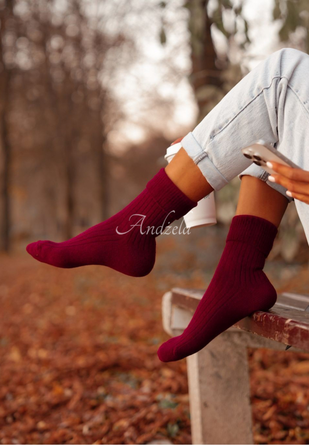 Dlouh&eacute; vlněn&eacute; ponožky alpaka Blanket Season bordov&eacute;