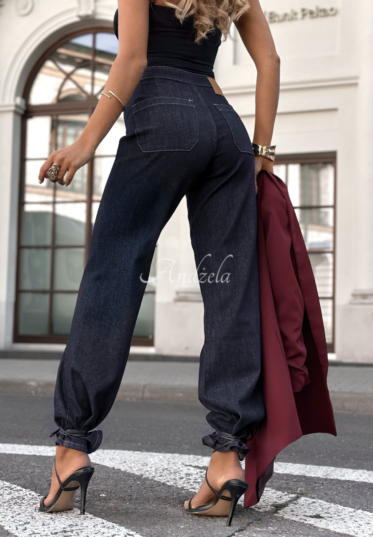 Džíny wide leg s knoflíky Without Trying granátové