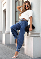 Kalhoty džínové  z paskiem wide leg Power To Inspire tmavě modré