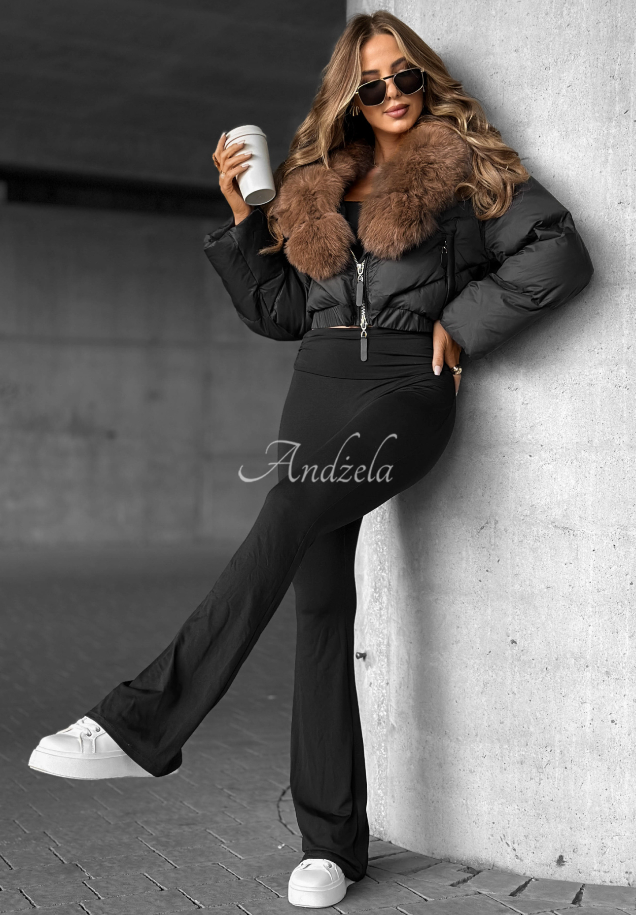 Prošívaná bunda s kožíškem Fancy Freeze černá