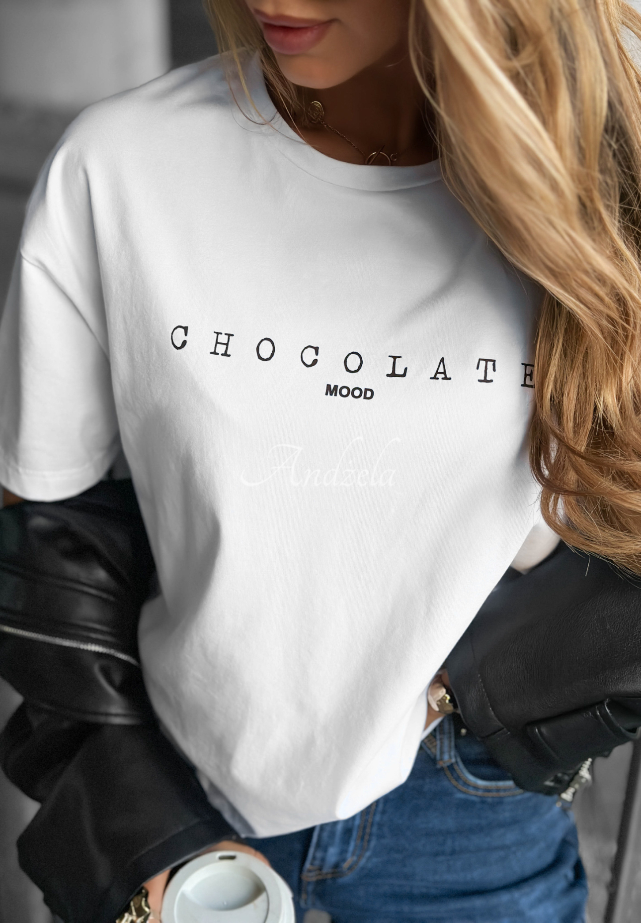 Tričko s potiskem Chocolate Mood Bílá
