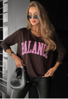 Asymetryczna Halenka z nadrukiem Balance čokoládová