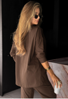 Halenka oversize z dekoltem w serek Cascade čokoládová