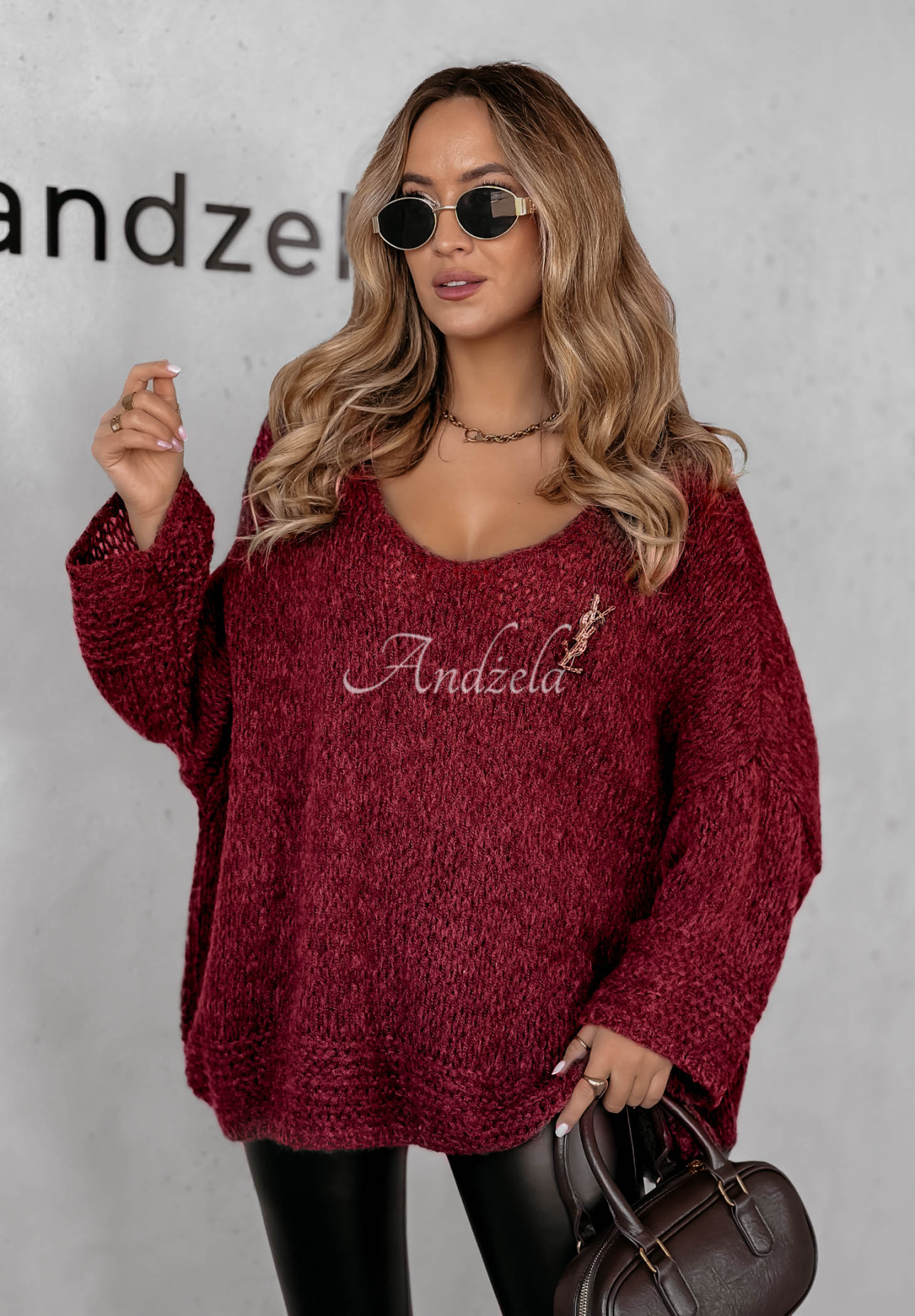 Svetr oversize Gentle Cuddle vínový