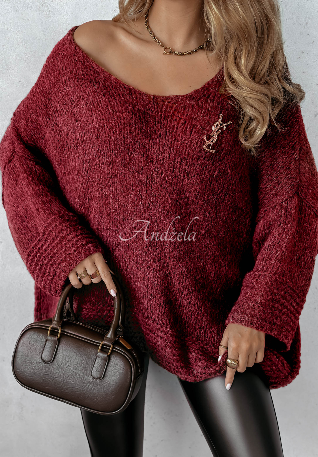 Svetr oversize Gentle Cuddle vínový