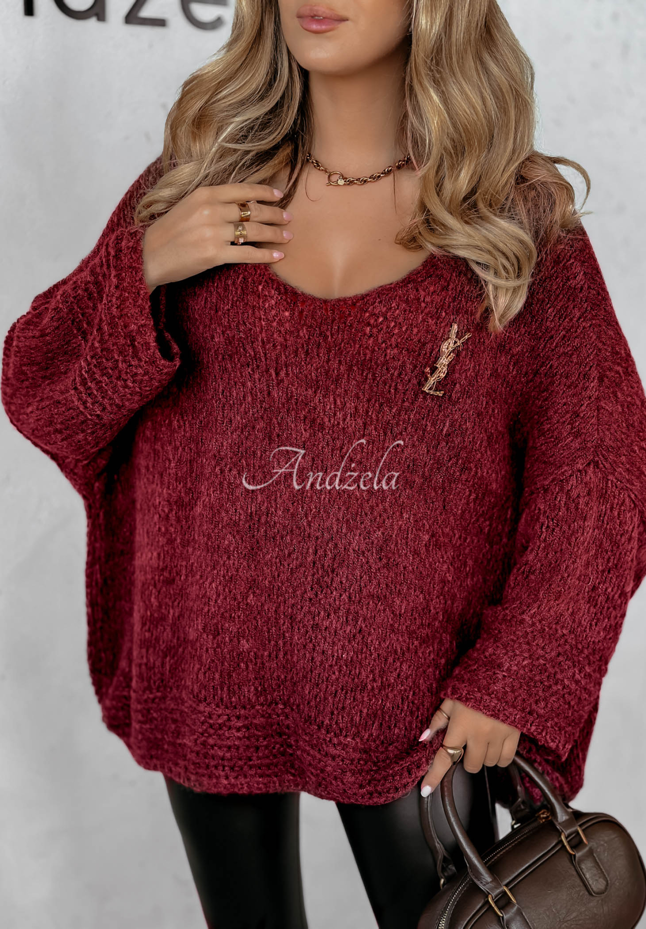 Svetr oversize Gentle Cuddle vínový