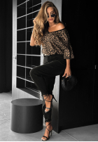 Kalhoty džínové  z paskiem mom fit Don’t Wait černé