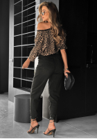 Kalhoty džínové  z paskiem mom fit Don’t Wait černé