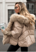 Krátká Prošívaná Bunda z futerkiem Frosty Horizon velbloudí