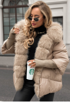 Krátká Prošívaná Bunda z futerkiem Frosty Horizon velbloudí