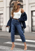Kalhoty džínové  mom fit Stay Inspired tmavě modré
