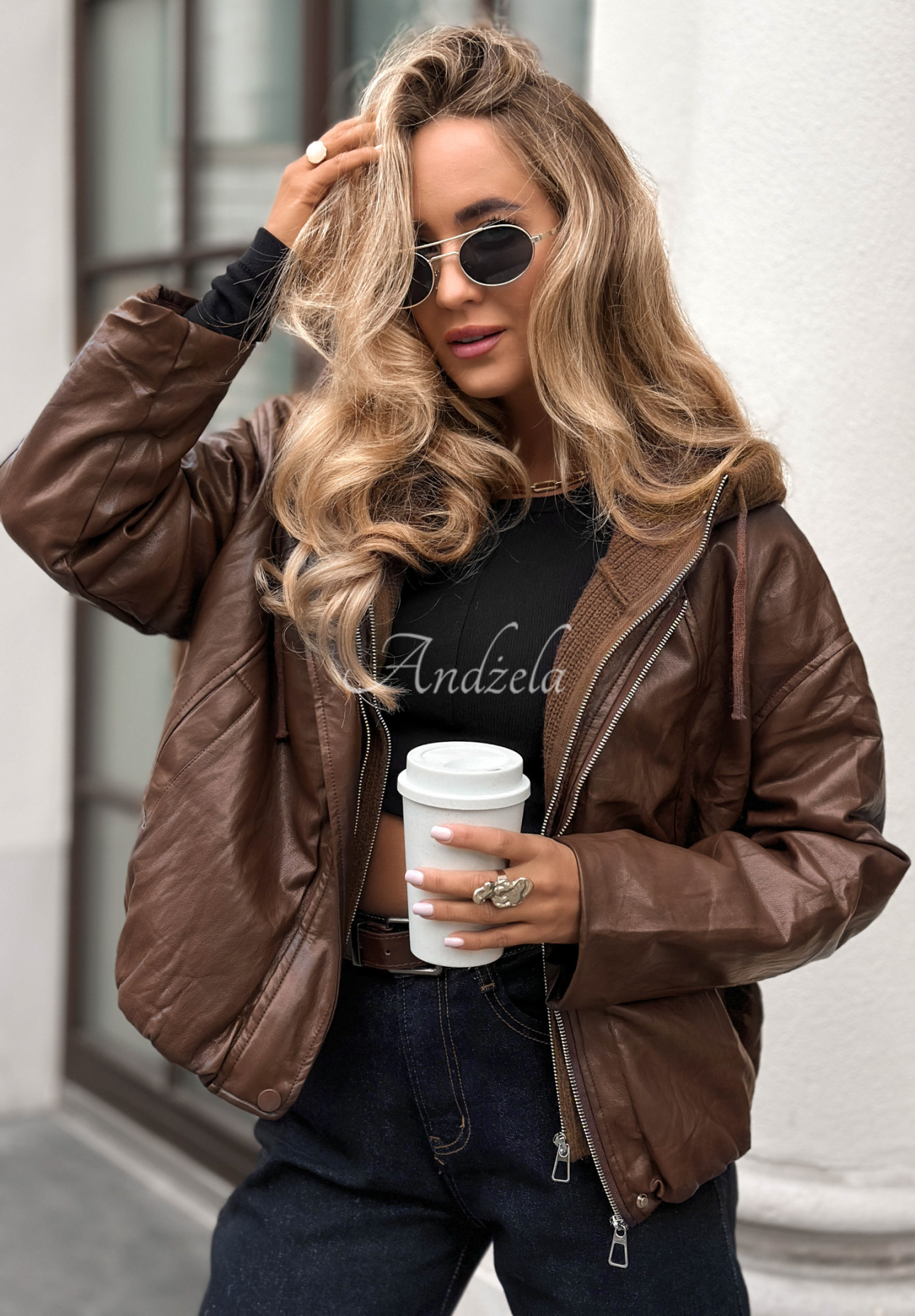 Kožená bomber bunda Central Park čokoládová