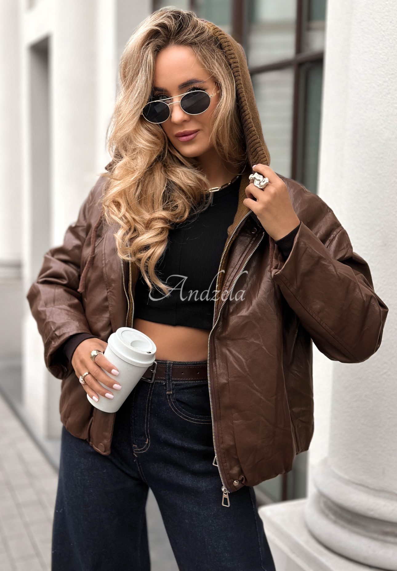 Kožená bomber bunda Central Park čokoládová