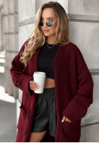 Dlouhý Kardigan oversize s kapsami Marbelio vínový