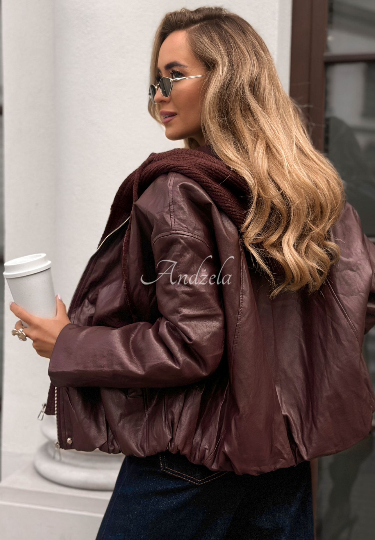 Kožená bomber bunda Central Park vínová