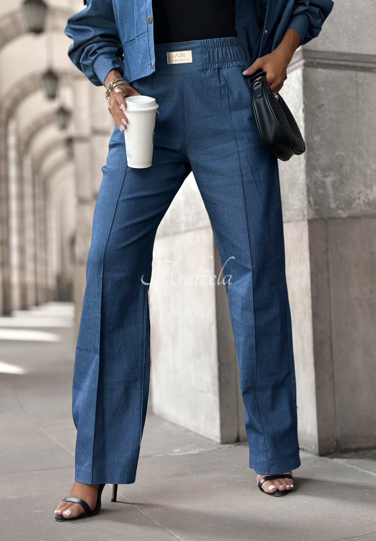 Džíny wide leg Real Success tmavě modré