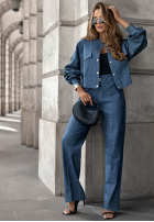 džínové  Kalhoty wide leg Real Success ciemnoniebieskie