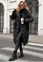 Długa Prošívaná Bunda z kożuszkiem Long Cold Winter černá