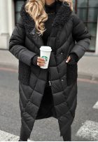Długa Prošívaná Bunda z kożuszkiem Long Cold Winter černá