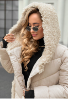 Długa Prošívaná Bunda z kożuszkiem Long, Cold Winter béžová