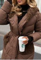Długa Prošívaná Bunda z kożuszkiem Long, Cold Winter čokoládová