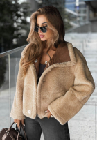 Krátká zamszowa Bunda z kożuszkiem Maple Park čokoládová