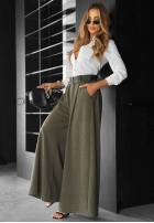 materiálové Kalhoty wide leg Need Coffee khaki