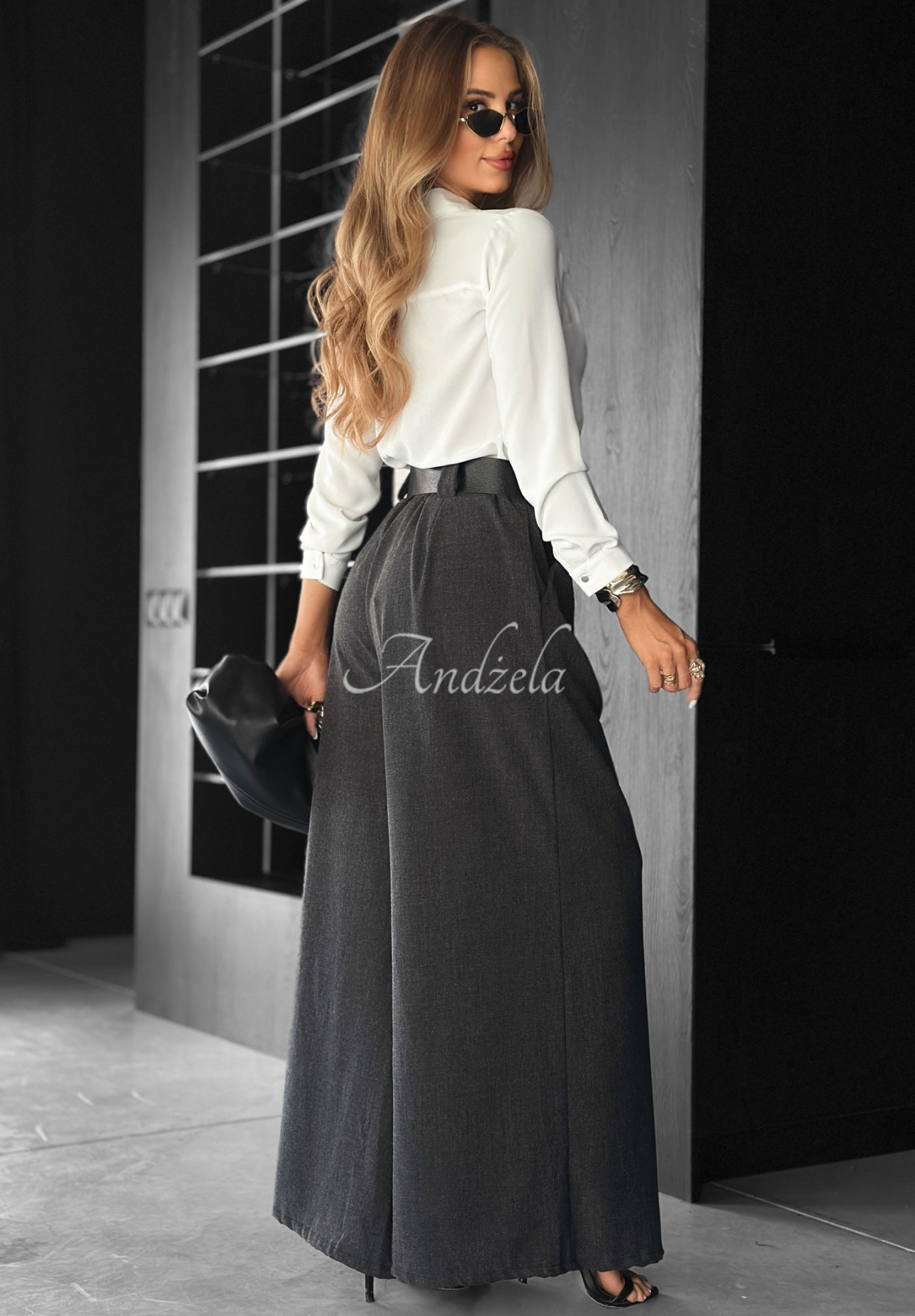 Látkové kalhoty wide leg Need Coffee grafitové