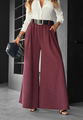 Látkové kalhoty wide leg Need Coffee bordové