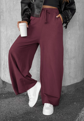 Látkové kalhoty wide leg Trust The Moment bordové