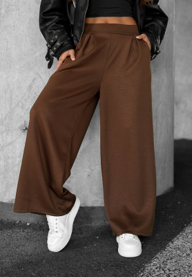 Látkové kalhoty wide leg Listen Me čokoládové