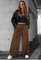 materiálové Kalhoty wide leg Listen Me čokoládové
