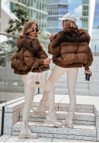 Krátká Prošívaná Bunda z futerkiem Mr. Freeze hnědá