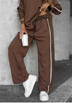 Kalhoty dresowe w panterkę Leopard Luxe čokoládové