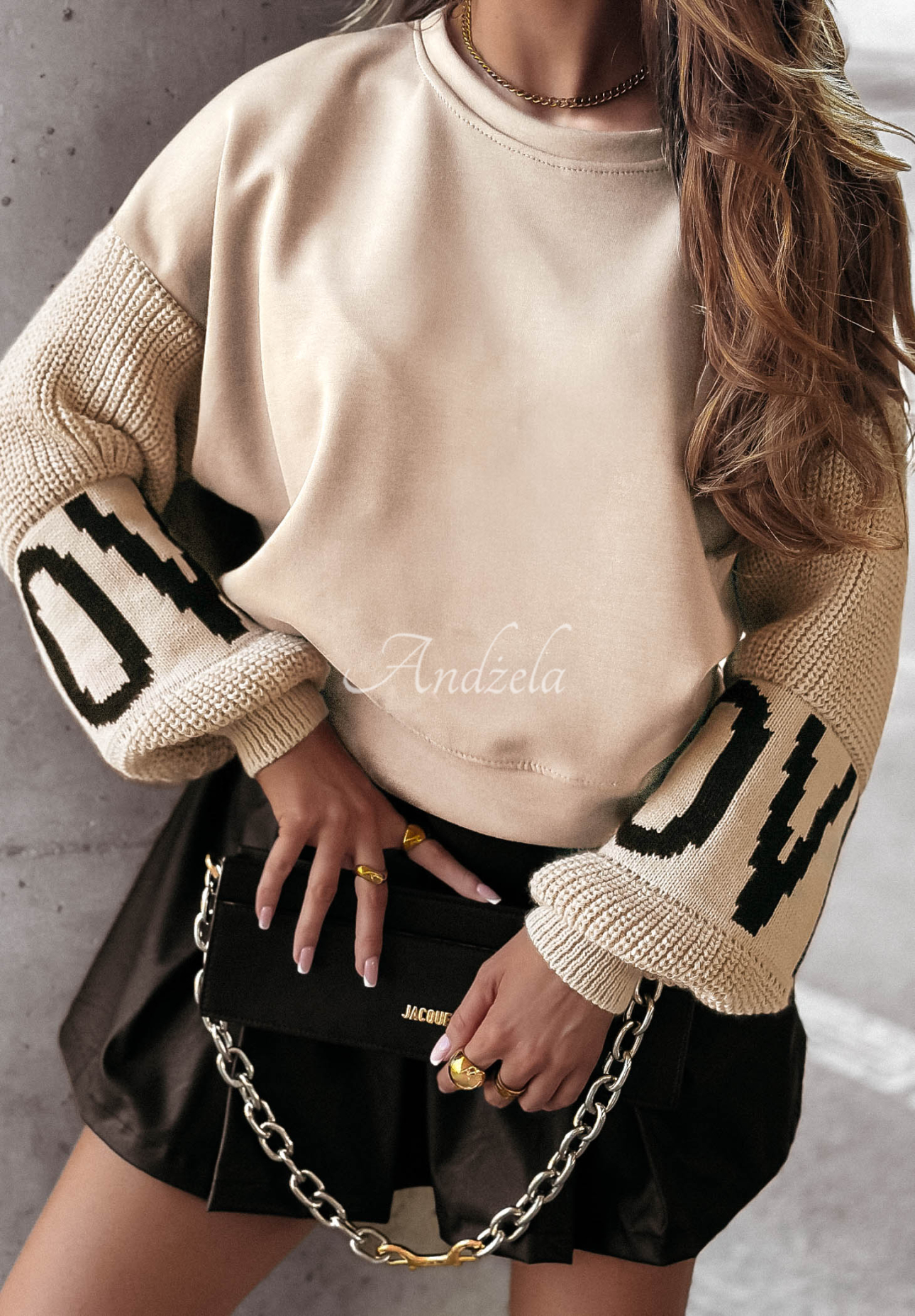 Mikina Lovely Sleeves světle béžový