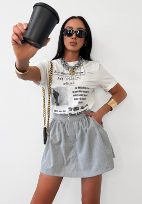 Viskózové tričko s potiskem La Milla The Business Times Bílá