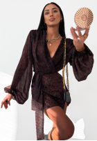 Krátká Halenka w panterkę La Milla Don’t Text Back čokoládová