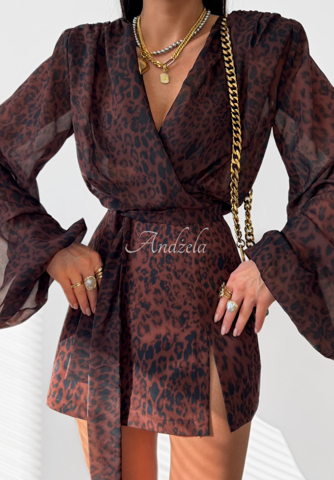 Viskózová halenka s leopardím vzorem La Milla Don’t Text Back čokoládová