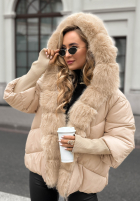 Krátká Prošívaná Bunda z futerkiem Frosty Horizon velbloudí