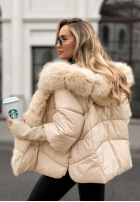 Krátká Prošívaná Bunda z futerkiem Frosty Horizon velbloudí